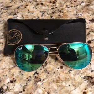 Ray Ban Aviator Flash Lenses Sunglasses-Blue Flash